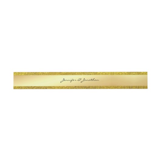 Calligraphed Script Naam Goud Glitter Modern Uitnodigingen Wikkel (Vlak)