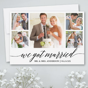 Calligraphie 5 Photo Mariage Faire-part Card