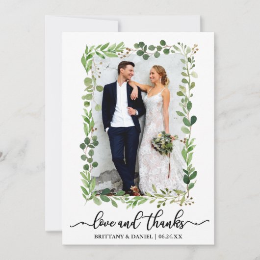 Calligraphie Aimer et Merci Aquarelle Eucalyptus (Devant)