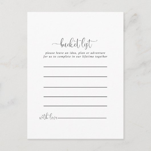 Calligraphie Aimer Fancy Script Bucket List Cartes (Devant)