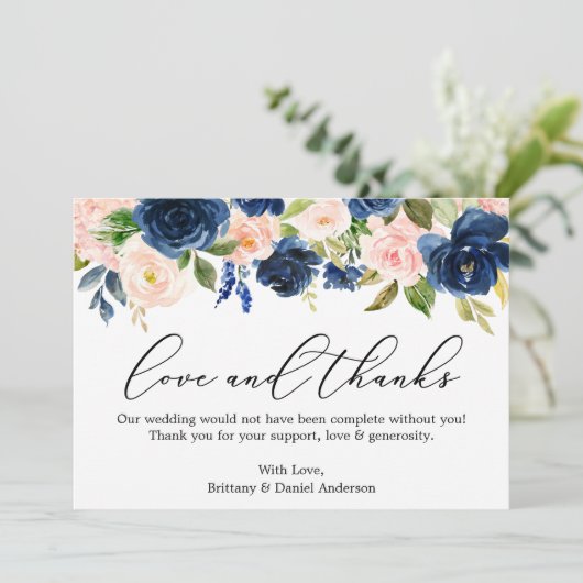 Calligraphie Aimer Merci Classic Blue Rose Floral (Debout devant)