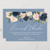 Calligraphie Aimer Merci Dusty Blue Rose Floral (Devant / Derrière)