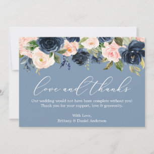 Calligraphie Aimer Merci Dusty Blue Rose Floral
