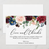 Calligraphie Amour Merci Burgundy Blue Floral (Devant / Derrière)