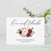 Calligraphie Amour Merci Floral Bourgogne (Debout devant)