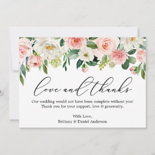 Calligraphie Amour Merci Rose Blanc Floral