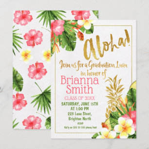Calligraphie ananas Graduation Luau Invitation