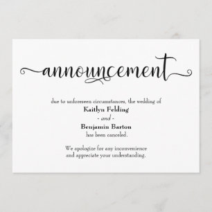 Calligraphie Annulation du Faire-part Mariage