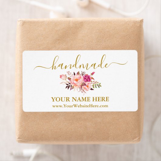 Calligraphie Aquarelle rose Floral Étiquettes fait (En situation)