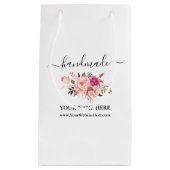 Calligraphie Aquarelle rose Floral Sac artisanal (Devant)