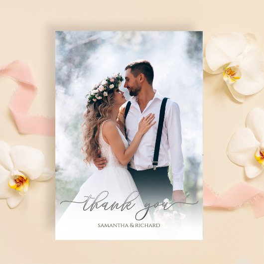 Calligraphie Argent Script Merci photo Mariage