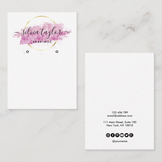 Calligraphie art Écouter carte d'affichage rose (Devant / Derrière)