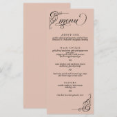 Calligraphie beige et noire Menu Réception mariage (Devant / Derrière)