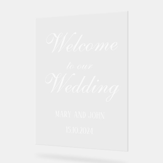 Calligraphie blanc Élégant script mariage bienvenu (Angle)