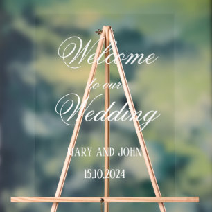 Calligraphie blanc Script simple mariage accueil