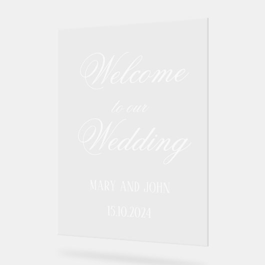 Calligraphie blanc Script simple mariage accueil (Angle)