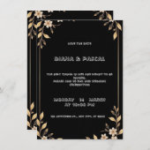 Calligraphie blanche et faire-part de mariage flor (Devant / Derrière)