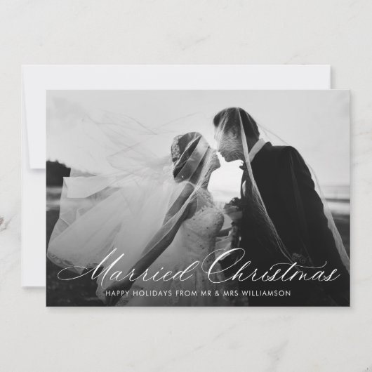 calligraphie blanche vacances mariage faire-part (Devant)