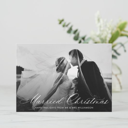 calligraphie blanche vacances mariage faire-part (Debout devant)