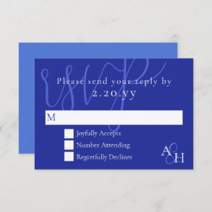 Calligraphie bleu foncé Mariage carte RSVP
