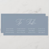 Calligraphie bleu foncé Top Table Carte de siège (Devant / Derrière)