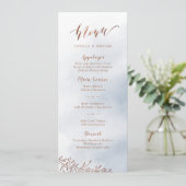 Calligraphie bleu outremer menu mariage à fleurs r (Debout devant)