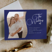 Calligraphie bleue Faire-part de mariage minimalis