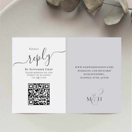 Calligraphie bleue QR Code réponse Mariage