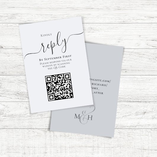 Calligraphie bleue QR Code réponse Mariage