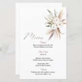 Calligraphie Boho fleur beige menu mariage du (Devant / Derrière)