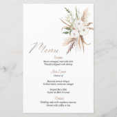 Calligraphie Boho fleur beige menu mariage du (Devant)
