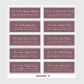 Calligraphie Bourgogne Mariage Étiquette de adress (Feuille)