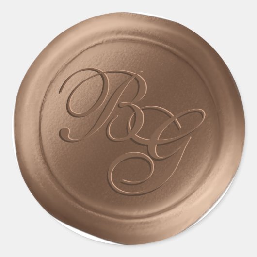 Calligraphie Brown Monogramme Stickers de cire (Devant)