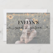 Calligraphie cardiaque 5 Photo Sweet 16 Invitation (Devant)