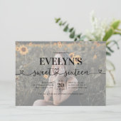 Calligraphie cardiaque 5 Photo Sweet 16 Invitation (Debout devant)