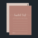 Calligraphie Cartes de liste des seaux en terre cu<br><div class="desc">Ces cartes de liste de seau calligraphie en terre cuite sont l'activité parfaite pour une simple réception de mariage ou douche nuptiale. Le design sobre et élégant est caractérisé par une typographie classique et sophistiquée. Modifier le libellé pour convenir à tout événement de vie. Le panneau de liste de regroupement...</div>
