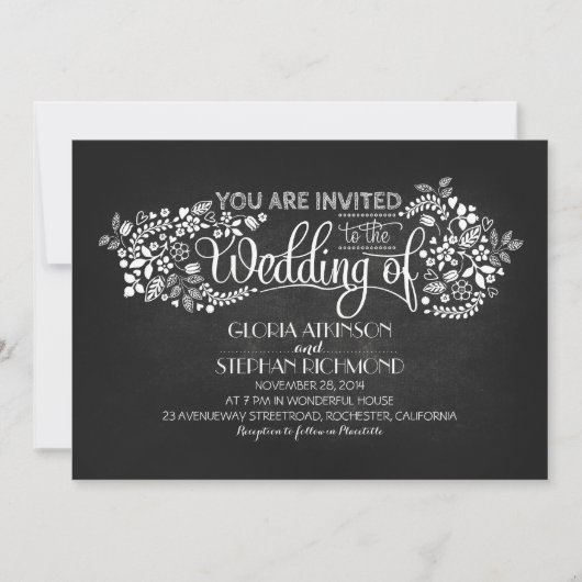calligraphie chalkboard invitations de mariage (Devant)