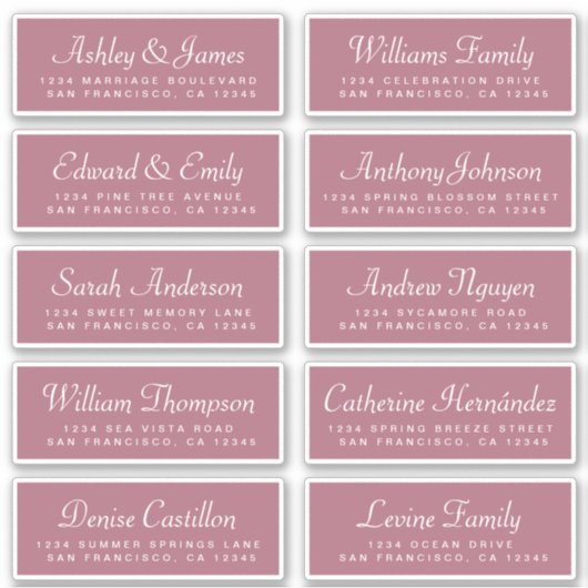 Calligraphie chic Cassis Étiquettes de adresse inv (Devant)