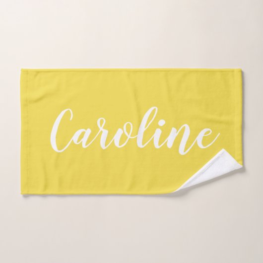 Calligraphie Chic Personnalisée Nom Été Jaune (Serviette à main)