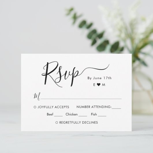 Calligraphie Chic Script Monogramme Mariage RSVP (Debout devant)