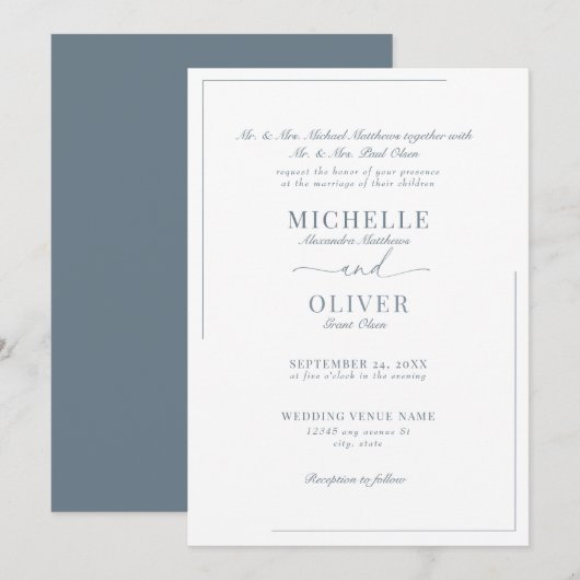 Calligraphie Classique Moderne Mariage invitations (Devant / Derrière)