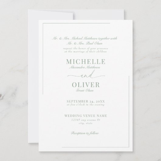 Calligraphie Classique Moderne Mariage invitations (Devant)
