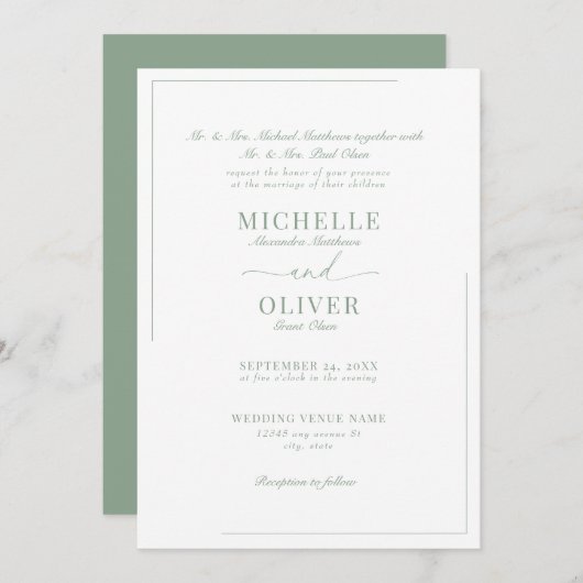 Calligraphie Classique Moderne Mariage invitations (Devant / Derrière)