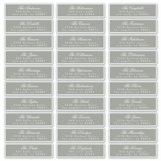 Calligraphie classique Sage Green Étiquette de adr (Devant)