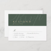 Calligraphie classique Vert & Or Mariage RSVP (Devant / Derrière)