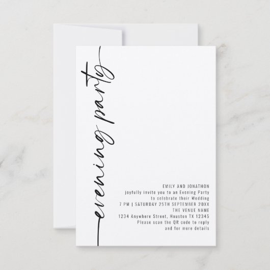 Calligraphie Code QR Mariage Soirée Invitation (Devant)
