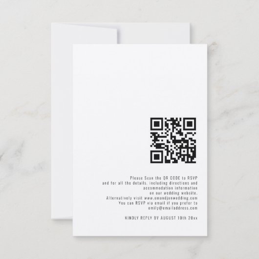 Calligraphie Code QR Mariage Soirée Invitation (Dos)