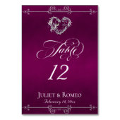 Calligraphie & Cœur d'Argent - Numéro de Table Pru (Dos)