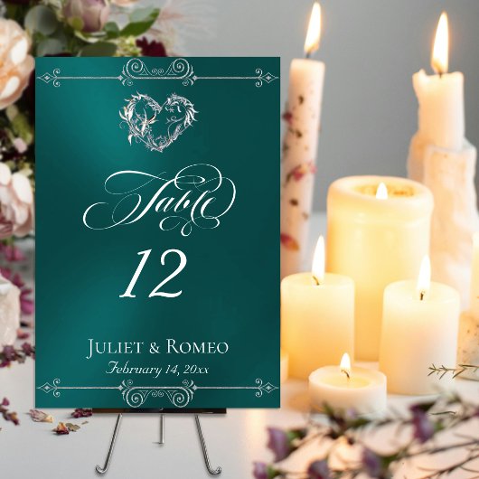 Calligraphie & Cœur d'Argent - Numéro de Table Tur