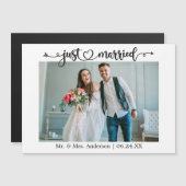 Calligraphie Coeur juste marié Mariage carte magné (Devant / Derrière)